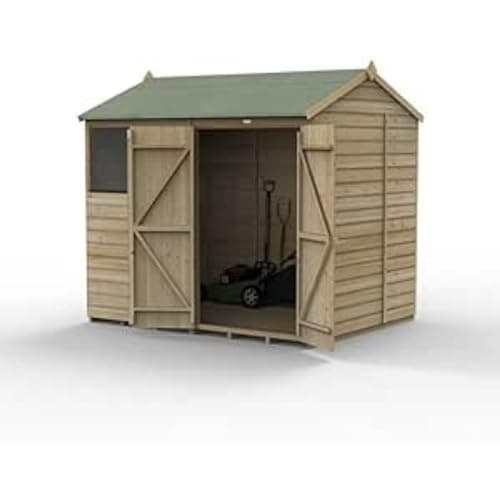 Image of Forest Garden Beckwood 8x6 Reverse Apex Shed | 2 Windows | Double Door|25 Year Anti-Rot Guarantee