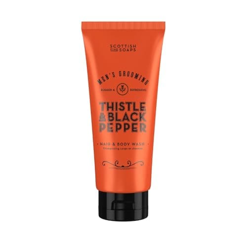 Image of Scottish Fine Soaps Men's Grooming Thistle & Black Pepper Hair & Body Wash 200ml – Dual-Purpose Cleanser with Warm Woody Amber Scent