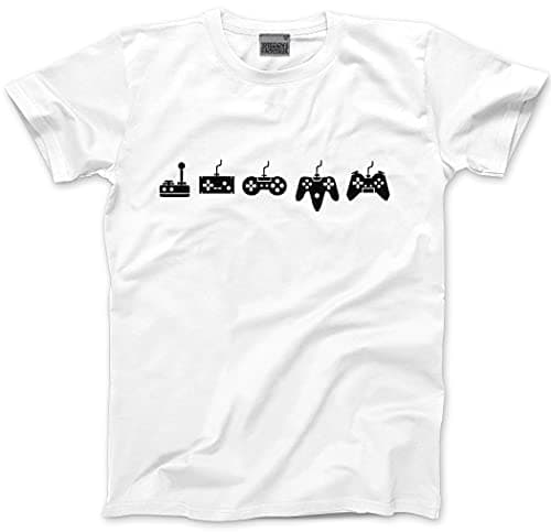 Image of HotScamp Evolution of A Video Game Controller - Mens Unisex T-Shirt - Gamer Gaming Retro XL White