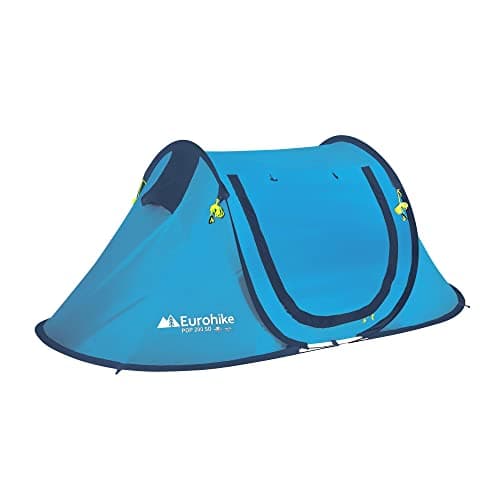 Image of Eurohike Pop 200 Tent for 2 People with Sewn in Groundsheet, 2 Man, Easy to Pitch, Pop-Up Design, Lightweight (Blue)
