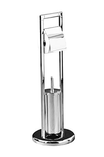 Image of Premier Housewares 1600967 Toilet Roll Holders Free Standing Toilet Brushes And Holders Sets Brush Holder Toilet Roll Storage Free Standing 75.5 X 22 X 22 Cm, Silver