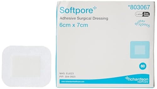 Image of Softpore Adhesive Medical Dressings 6cm x 7cm – Pack of 60 Sterile Waterproof Plasters for Wound Care, First Aid Bandages | SterlingSquare