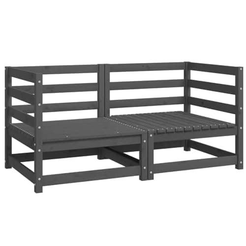 Image of RCODSSK Modular Garden Corner Sofa 2-Piece Set, Grey Solid Pine Wood Outdoor Seating with Flexible Configuration, 110 kg per Seat Capacity