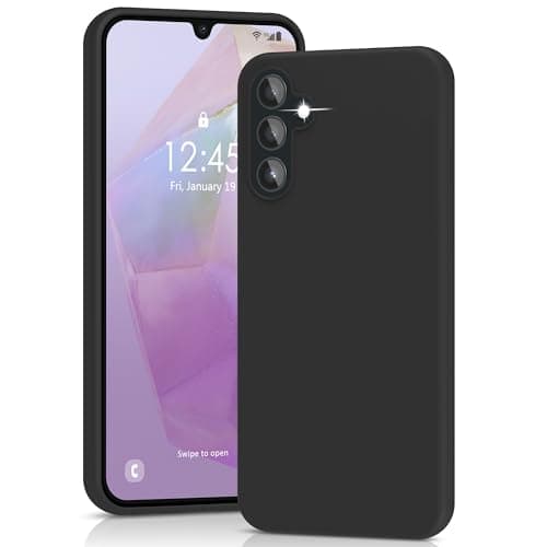 Image of YATWIN Silicone Case for Samsung Galaxy A35 5G, Soft-Touch, Shockproof, DustProof, Antiskid Full Body Armour Phone Cover for Samsung Galaxy A35 5G - Black
