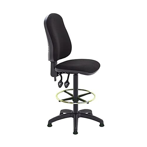 Image of LAB SPACE - Draughtsman Chair Upholstered in Black, Charcoal or Blue Fabric - High Office Chair, Lab Chair, Bench Chair (Black)