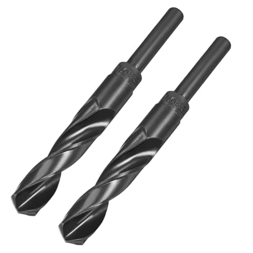 Image of sourcing map 2pcs Reduced Shank Drill Bits 18.5mm Black Nitride Coated High Speed Steel HSS 9341 with 1/2 Inch Straight Shank, Twist Drill Bit for Stainless Steel Alloy Metal Plastic