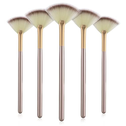 Image of WLLHYF 5 PCS Facial Fan Brushes, Makeup Brush Mask Slim Soft Applicator Brushes Chemical Peel Brush Cosmetic Multi-Use Tools for Women Girl Makeup Artist Stylist