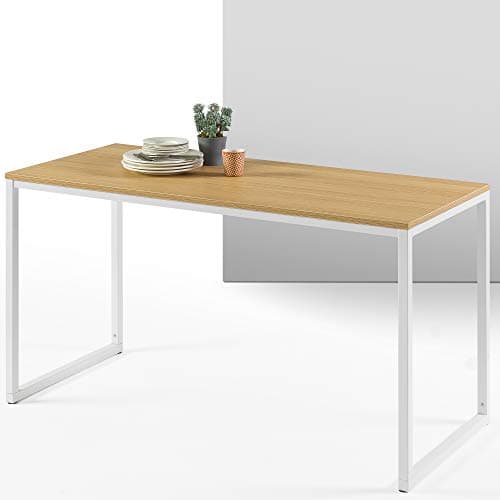 Image of Zinus Jennifer Home Office Desk (140 x 61 x 74 cm) – Metal and Wood Computer Desk, Easy Assembly – Natural Brown & White