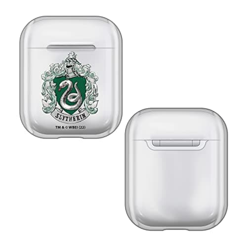 Image of Head Case Designs Officially Licensed Harry Potter Slytherin Crests And Shields Clear Hard Crystal Cover Compatible With Apple AirPods 1 1st Gen / 2 2nd Gen Charging Case