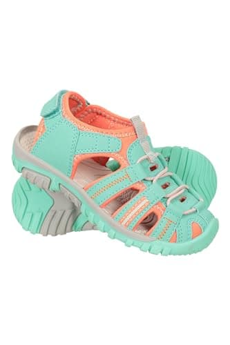 Image of Mountain Warehouse Bay Kids Shandals - Neoprene Lined Sandal Shoes with Adjustable Straps - For Walking, Travelling & Outdoors Turquoise Kids Shoe Size 9