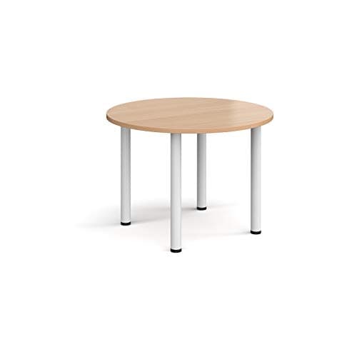 Image of Mr Office Circular radial leg meeting table - white legs, Beech, 1000