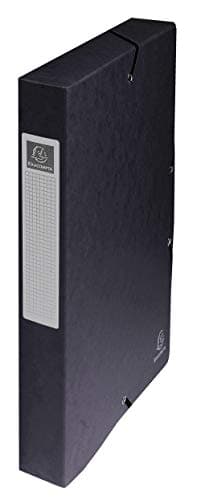 Image of Exacompta - Ref 50401E - Pressboard Filing Box - 250 x 330mm in Size, Suitable for Holding A4 Documents, 4cm Spine, 600gsm Genuine Pressboard, Spine Label - Black