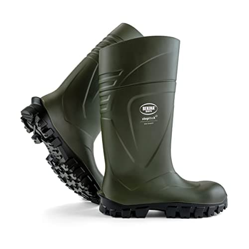 Image of Robust Safety Boots for Men and Women with Steel Toecap and Steel Sole, Non-Slip, Wide fit, Boots Agriculture, Waterproof, Resistant to mud or detergents, up to - 30 Degrees, Green, UK 9 Mens Size