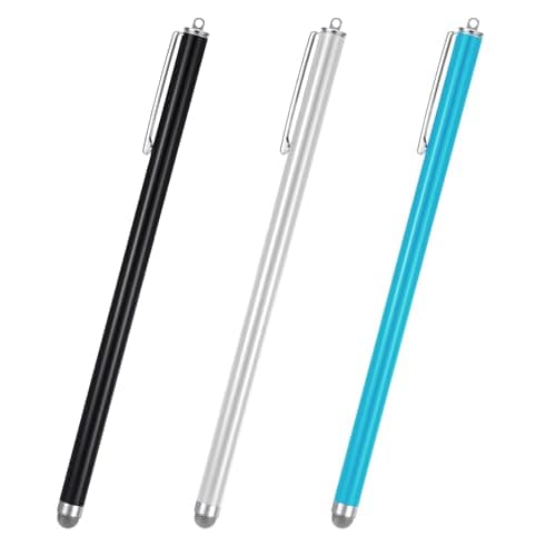 Image of JIEYAO 3 Pcs Universal Stylus Pens, High Sensitivity Fiber Tip, Compatible with Phone Tablets (Black+Silver+Blue)