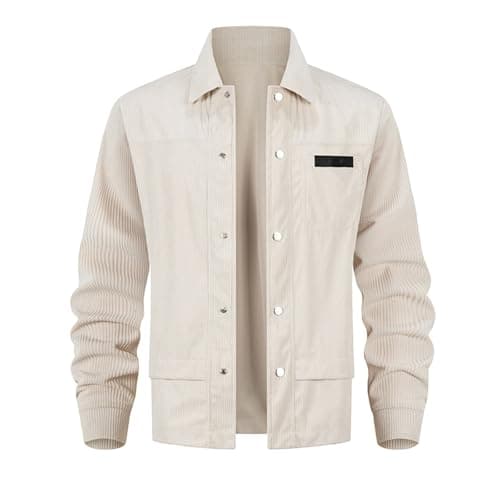 Image of Generisch Shirt Jacket Men's Cotton Long Sleeve Work Shirt Sporty Blazer with Button Placket Casual Jacket Breathable Wind Protection Transition Jacket Lightweight Men Y2K Streetwear with Pockets Work