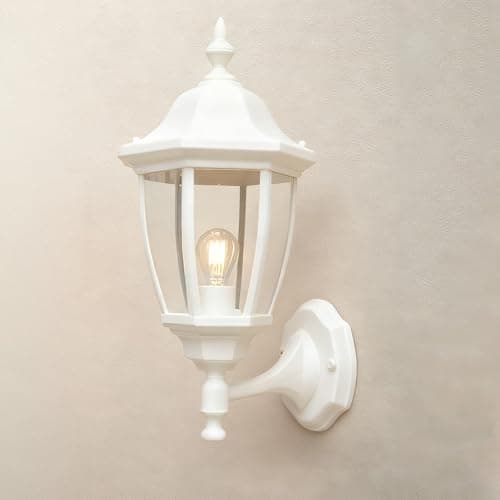 Image of EBION Outdoor Wall Light,Outdoor Wall Lantern IP44 Waterproof,Traditional White Outside Exterior Wall Sconce for Garden,Porch,Garage,Patio,Corridor,(Bulb Not Include)