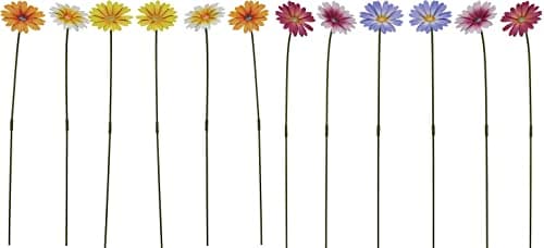 Image of Garden Gear Metal Daisy Stakes, Decorative Multicolored Ornament, Outdoor Novelty Flowers for Pathways, Patios & Borders, Height 57cm (Mixed)