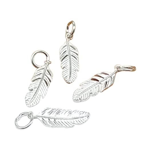 Image of ZYFSHA Necklaces 1PC 925 Sterling Silver Small Feather Charm for Necklace Bracelet Earring, 925 Silver Feather Charm (Color : 4PC)