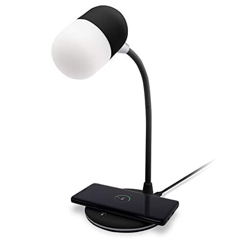 Image of groov e Apollo LED Lamp - Touch Control Desk Light with 3 Lighting Modes, Built-in Wireless Charger, & Bluetooth Speaker - USB Powered - Black