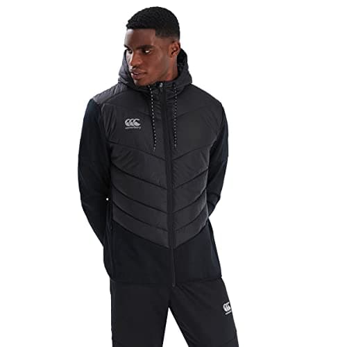 Image of Canterbury Men's Hybrid Jacket V2 | Thermal Regulation | Water Resistant Insulated Jacket, Black/Gunmetal Grey, M