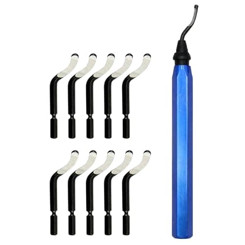 Image of Zolventiq Deburring Tool Set with 10 Replacement Blades, 360° Rotating, Metal Handle Hand Deburrer for Plastic, 3D Printing, Metal, Aluminium, PVC, Steel