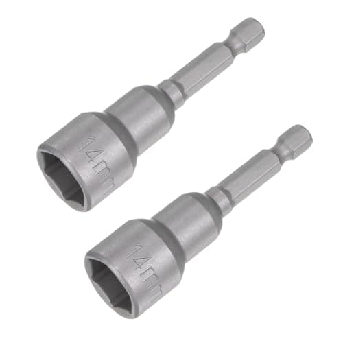Image of sourcing map 14mm Magnetic Hex Socket 65mm/2.56", 1/4" Hex Shank Magnetic Power Nut Driver Set CR-V Quick-Release Extensions for Impact Drill Nut Setters Socket Wrench Screw, 2 Pcs