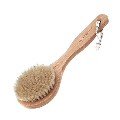 Image of Hydrea London Dry Body Brush – Premium Exfoliating Dry Skin Brush with Natural Bristle, Short Handle, Helps Improve Lymphatic Drainage, FSC® Certified Beechwood.