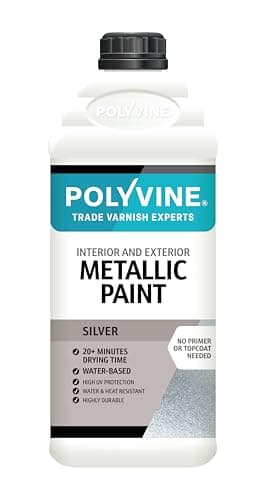 Image of Polyvine Metallic Paint – Acrylic Metallic Heat Resistant Paint No Primer or Topcoat Needed - Water & UV Resistant Decorative Paint for Ceramics, Furniture, Ornaments, Interior Walls, Metalwork & More