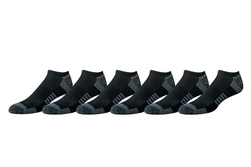 Image of Amazon Essentials Men's Performance Breathable Cotton-Poly Blend Cushioned No Show Running and Trainer Athletic Ankle Socks, 6 Pairs, Black, 7-11