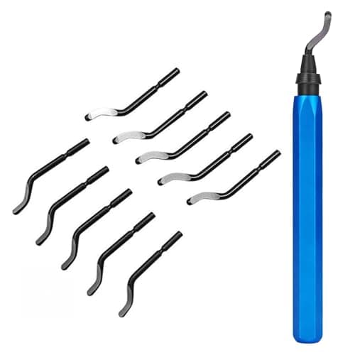 Image of 1 Set Deburring Tool, Hand Deburrer with 10 Replacement, Rotary Edge Trimming Tool for Metal, Plastic, Resin and 3D Printing, Burr Removal Use for Pipe, Model and Workshop Finishing