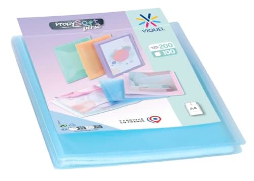 Image of Viquel - A4 200 views - Customisable document holder - 100 smooth quality pockets - Pastel blue