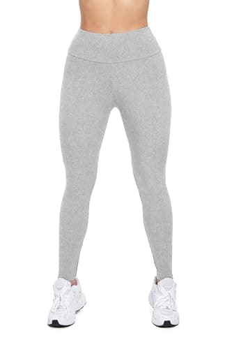 Image of SOFTSAIL Women’s High-Waisted Ribbed Leggings Push-Up Stretchy Yoga Pants for Gym & Workout Tummy Control Activewear, Breathable & Comfortable, Size L/XL, Ashen