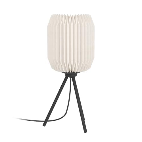 Image of Eglo Tripod Table lamp Belgrave, Bedside lamp, Living Room and Bedroom lamp in Japanese Design, Black Metal and White Paper, Decorative Light Fixture, FSC, E27 Socket
