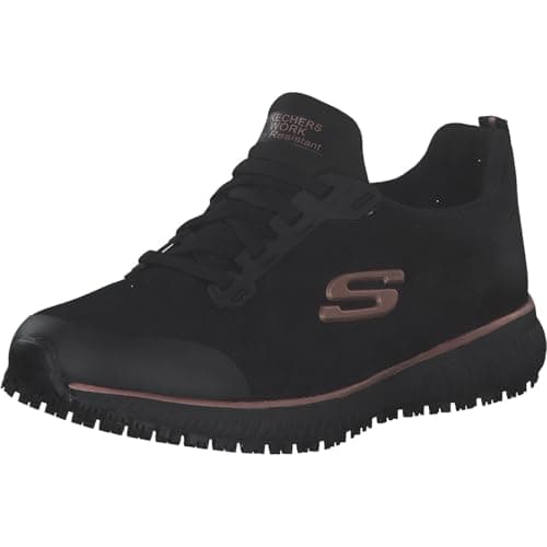 Image of Skechers Women's Squad Sr Trainers, Black Flat Knit/Rose Gold Trim, 8 UK