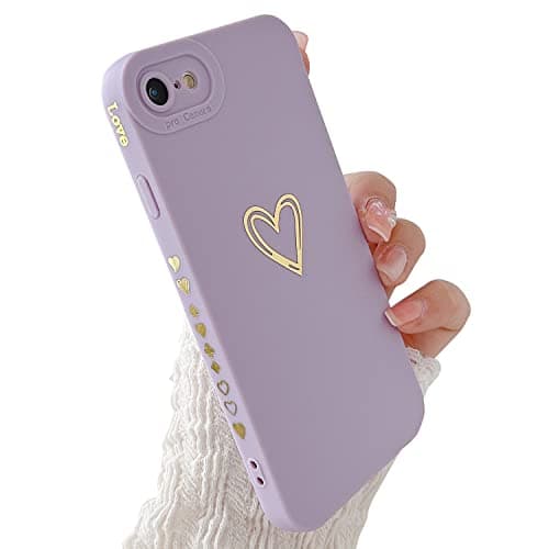 Image of LRANKAI Compatible with iPhone 6/6S Case for Women Girl,Cute Plated Love Heart with Full Camera Lens Protection Case Soft Silicone TPU Anti-Scratch Protective Cover for iPhone 6/6S 4.7″-Purple