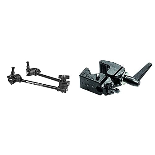 Image of Manfrotto 196AB-2 Single Arm 2 Section, Black & Super Clamp without Stud, Black