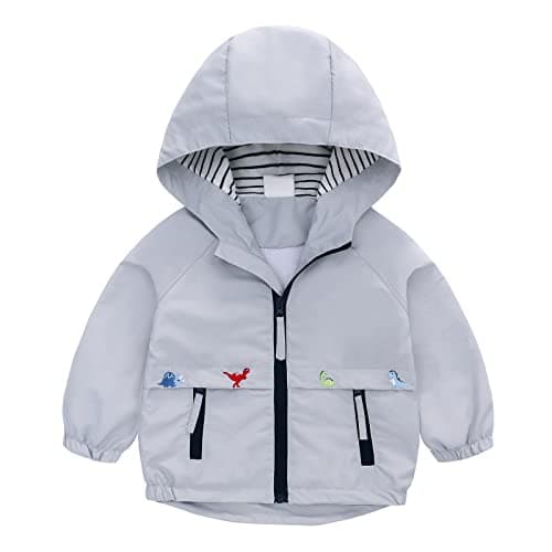Image of famuka Baby Infant Boys Hooded Coat Windbreaker Jacket Clothes Toddler Outwear (as8, age, 3_years, Grey, 3 Years)