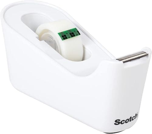 Image of Scotch Tape Dispenser + Scotch Magic Invisible Tape, 1 Roll 19 mm x 33 m - Refillable Dispenser for Home and Office - White