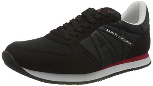 Image of Armani Exchange Men's Rio Side Logo Sneaker, Full Black, 10 UK