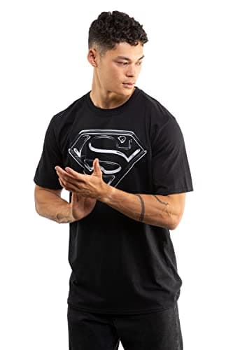 Image of DC Comics Men's Superman Steel Logo T Shirt, Black, M UK