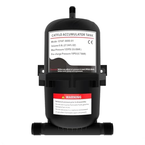 Image of POFET 0.75L Pressure Accumulator Tank, 23.5 oz Pressure Pressurized Accumulator 125 PSI for RV, Yacht, Marine, Caravan (Black)