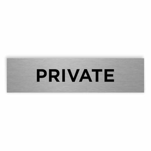 Image of Slimline Aluminium Private Sign from ViroDisplay® – Brushed Silver 200 x 50mm – Durable Printed Surface – Self-Adhesive Fixing