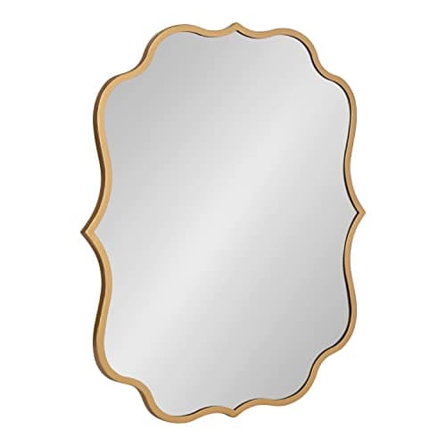 Image of Kate and Laurel Higby Scalloped Wall Mirror; 24 x 31; Gold; Decorative Modern Glam Mirror with Curved Scalloped Edge and Robust Metal Frame
