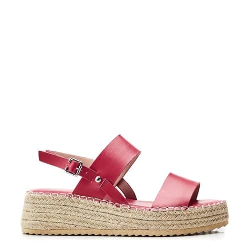 Image of Moda in Pelle Women's Nashay Raspberry Faux Leather Flatform Wedge Heeled Sandals 4