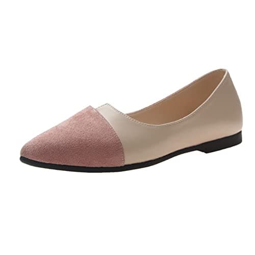 Image of Generisch Sandals Women's Casual Versatile Flat Lace Flat Shoes Color Blocking Single PU Shoes, pink, 8.5 UK