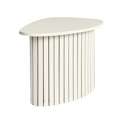 Image of OHS Wooden Side Table, Small Sofa Side Tables Madison Ribbed Wood Frame Coffee Table for Living Room Decorative End Tables Nightstand for Small Spaces Bedroom Office, Cream