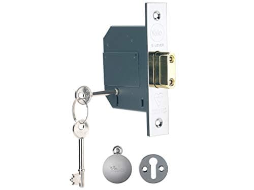 Image of Yale PM562 High Security BS 5 Lever Mortice Dead Lock 64mm 2.5-inch - Polished Chrome Finish - 2 Keys included