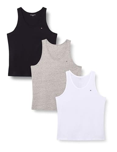 Image of Tommy Hilfiger Men's 3P Tank Top UM0UM03867 Tank Top, Multi (Grey Heather/Black/White), M