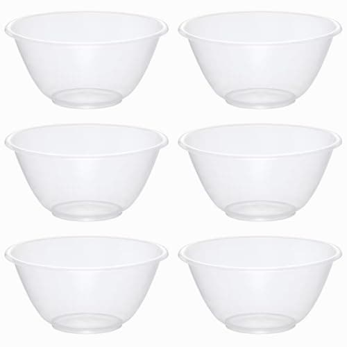 Image of eMKay® Set of 6 Clear 25cm Plastic Mixing Bowls – 4L BPA-Free Food-Safe Nesting Bowls for Kitchen Prep, Baking & Serving – Microwave & Dishwasher Safe Lightweight Bowls