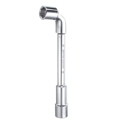 Image of sourcing map L Shaped Angled Hex Socket Wrench 17mm High Carbon Steel Double Ended Metric 6 Point Tubular Socket Spanner for General Repairing, Pipeline, Bicycle Car Maintenance